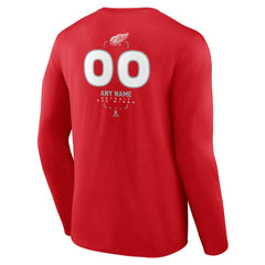 NHL,Custom Detroit Red Wings Personalized Name & Number Midfielder Long Sleeve T-Shirt - Red
