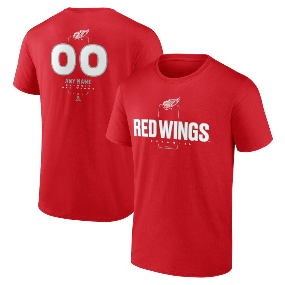 NHL,Custom Detroit Red Wings Personalized Name & Number Midfielder T-Shirt - Red