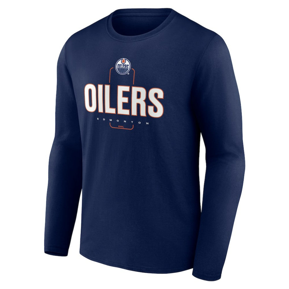 NHL,Custom Edmonton Oilers Personalized Name & Number Midfielder Long Sleeve T-Shirt - Navy
