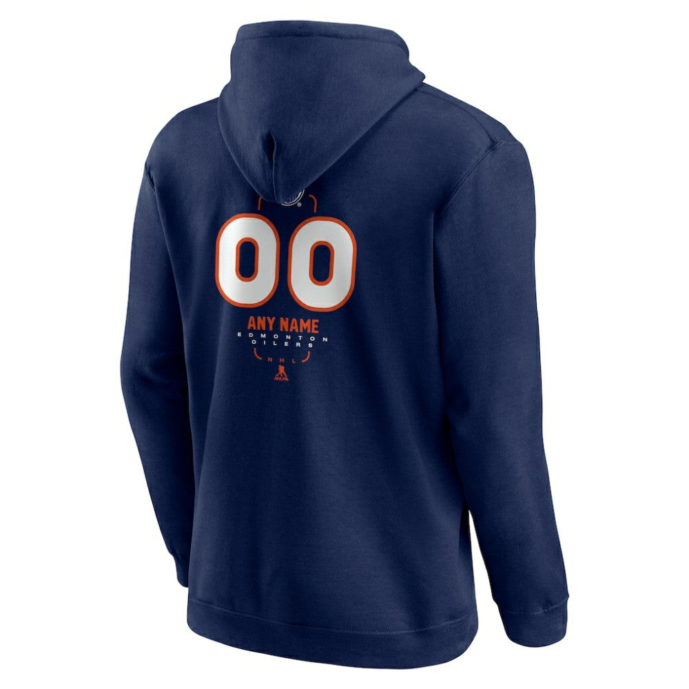 NHL,Custom Edmonton Oilers Personalized Name & Number Midfielder Pullover Hoodie - Navy
