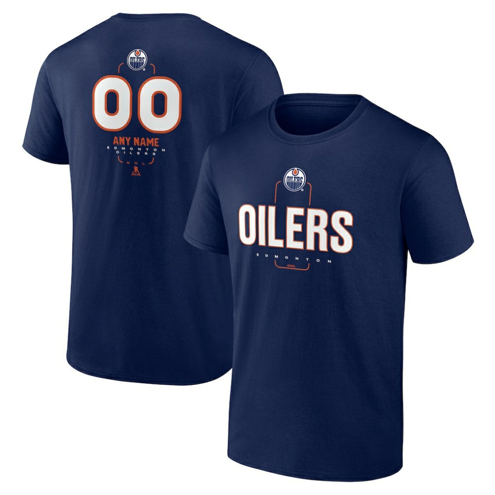 NHL,Custom Edmonton Oilers Personalized Name & Number Midfielder T-Shirt - Navy