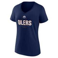 NHL,Custom Edmonton Oilers Women's Personalized Name & Number Midfielder V-Neck T-Shirt - Navy