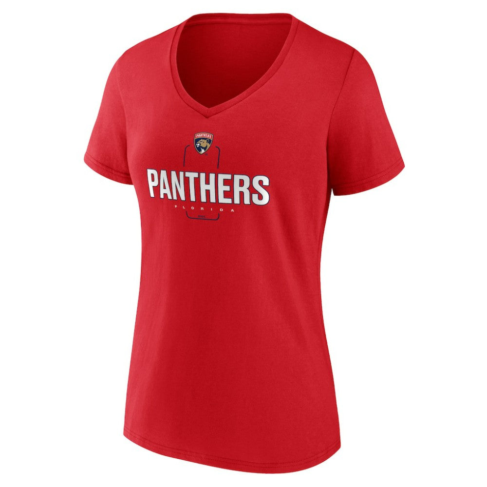 NHL,Custom Florida Panthers Women's Personalized Name & Number Midfielder V-Neck T-Shirt - Red