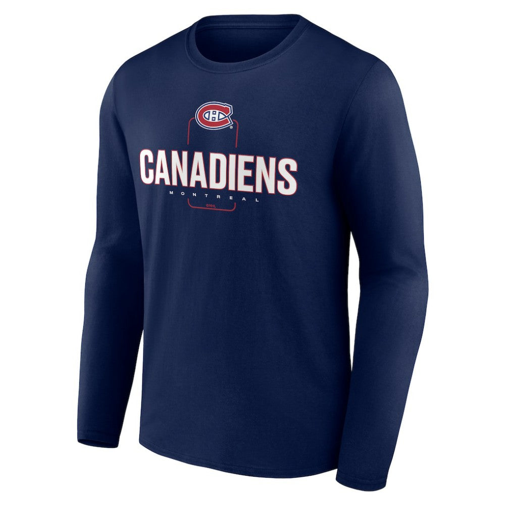 NHL,Custom Montreal Canadiens Personalized Name & Number Midfielder Long Sleeve T-Shirt - Navy
