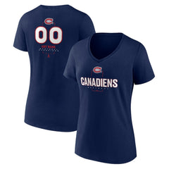 NHL,Custom Montreal Canadiens Women's Personalized Name & Number Midfielder V-Neck T-Shirt - Navy