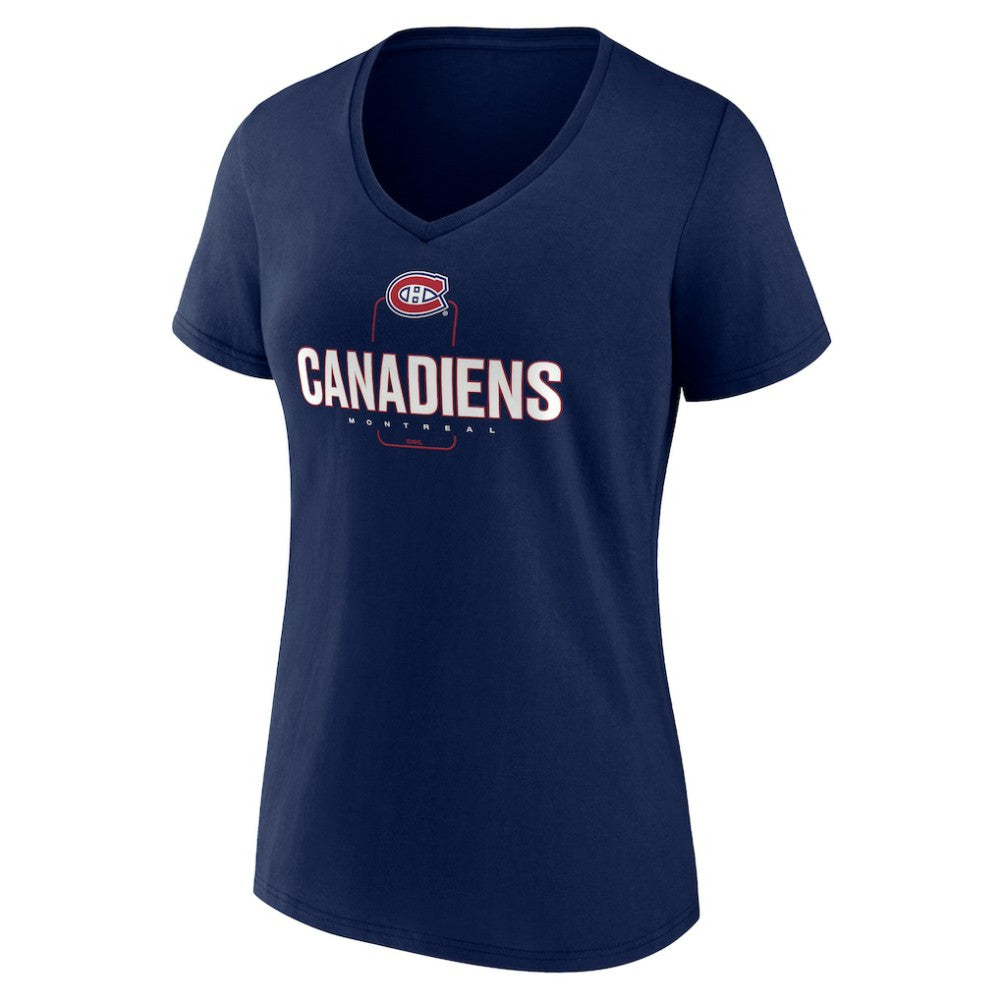NHL,Custom Montreal Canadiens Women's Personalized Name & Number Midfielder V-Neck T-Shirt - Navy
