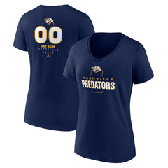 NHL,Custom Nashville Predators Women's Personalized Name & Number Midfielder V-Neck T-Shirt - Navy