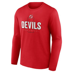 NHL,Custom New Jersey Devils Personalized Name & Number Midfielder Long Sleeve T-Shirt - Red