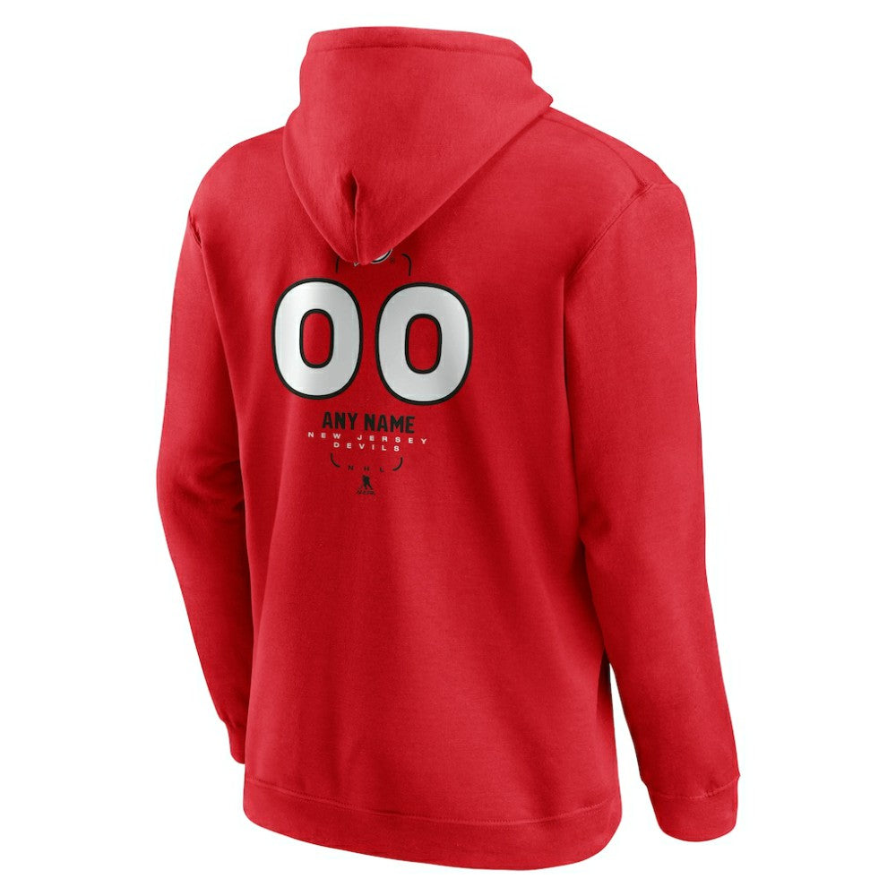NHL,Custom New Jersey Devils Personalized Name & Number Midfielder Pullover Hoodie - Red