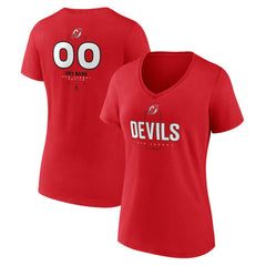 NHL,Custom New Jersey Devils Women's Personalized Name & Number Midfielder V-Neck T-Shirt - Red