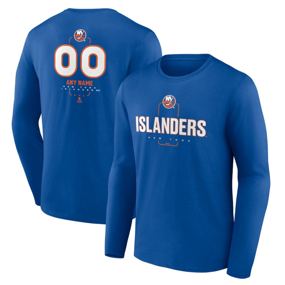 NHL,Custom New York Islanders Personalized Name & Number Midfielder Long Sleeve T-Shirt - Royal