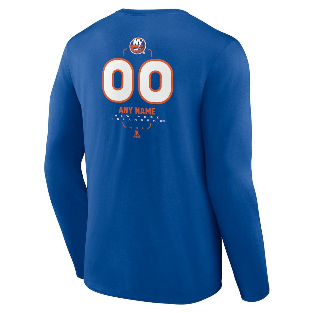 NHL,Custom New York Islanders Personalized Name & Number Midfielder Long Sleeve T-Shirt - Royal