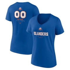 NHL,Custom New York Islanders Women's Personalized Name & Number Midfielder V-Neck T-Shirt - Royal