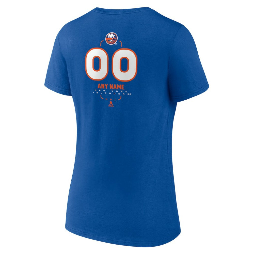 NHL,Custom New York Islanders Women's Personalized Name & Number Midfielder V-Neck T-Shirt - Royal