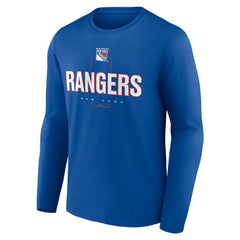 NHL,Custom New York Rangers Personalized Name & Number Midfielder Long Sleeve T-Shirt - Blue
