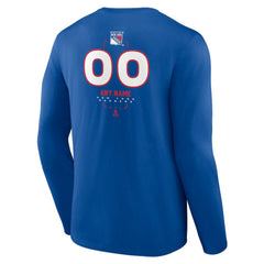 NHL,Custom New York Rangers Personalized Name & Number Midfielder Long Sleeve T-Shirt - Blue