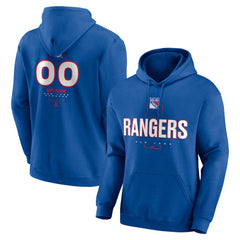 NHL,Custom New York Rangers Personalized Name & Number Midfielder Pullover Hoodie - Blue