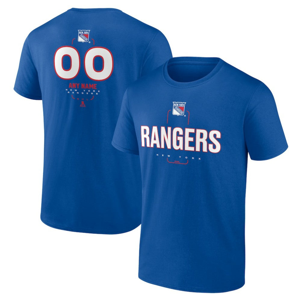 NHL,Custom New York Rangers Personalized Name & Number Midfielder T-Shirt - Blue