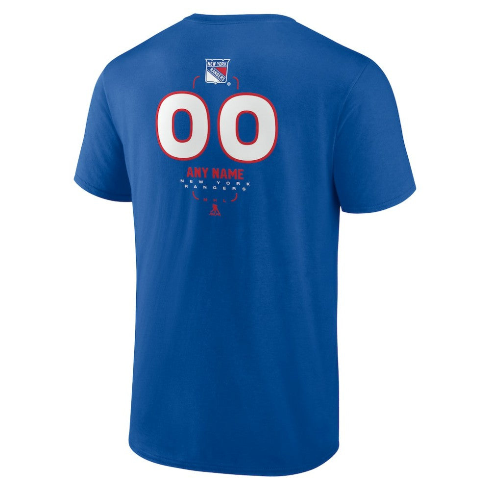 NHL,Custom New York Rangers Personalized Name & Number Midfielder T-Shirt - Blue