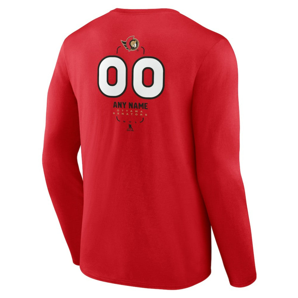 NHL,Custom Ottawa Senators Personalized Name & Number Midfielder Long Sleeve T-Shirt - Red