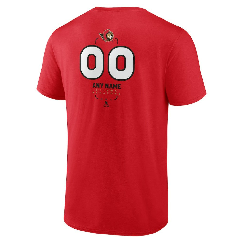 NHL,Custom Ottawa Senators Personalized Name & Number Midfielder T-Shirt - Red