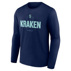 NHL,Custom Seattle Kraken Personalized Name & Number Midfielder Long Sleeve T-Shirt - Deep Sea Blue