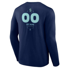 NHL,Custom Seattle Kraken Personalized Name & Number Midfielder Long Sleeve T-Shirt - Deep Sea Blue