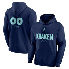 NHL,Custom Seattle Kraken Personalized Name & Number Midfielder Pullover Hoodie - Deep Sea Blue