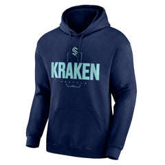 NHL,Custom Seattle Kraken Personalized Name & Number Midfielder Pullover Hoodie - Deep Sea Blue