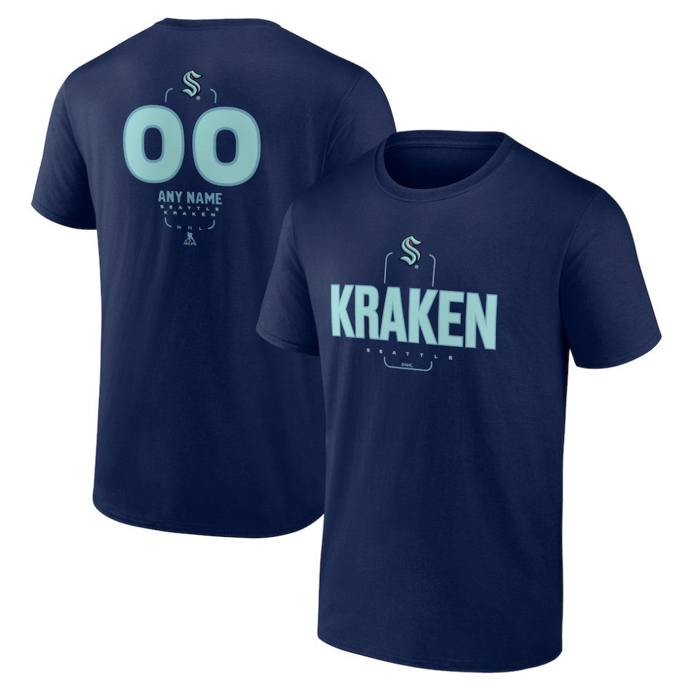 NHL,Custom Seattle Kraken Personalized Name & Number Midfielder T-Shirt - Deep Sea Blue