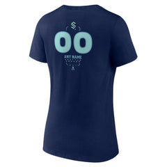 NHL,Custom Seattle Kraken Women's Personalized Name & Number Midfielder V-Neck T-Shirt - Deep Sea Blue