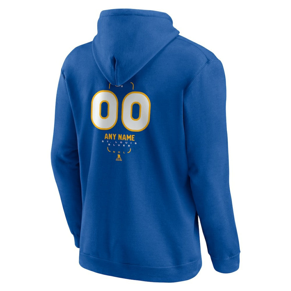 NHL,Custom St. Louis Blues Personalized Name & Number Midfielder Pullover Hoodie - Blue