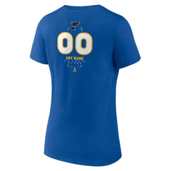 NHL,Custom St. Louis Blues Women's Personalized Name & Number Midfielder V-Neck T-Shirt - Blue