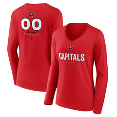 NHL,Custom Washington Capitals Women's Personalized Name & Number Midfielder Long Sleeve V-Neck T-Shirt - Red