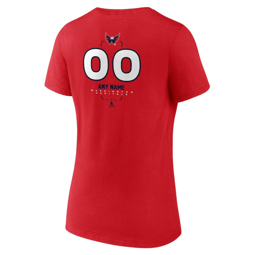 NHL,Custom Washington Capitals Women's Personalized Name & Number Midfielder V-Neck T-Shirt - Red