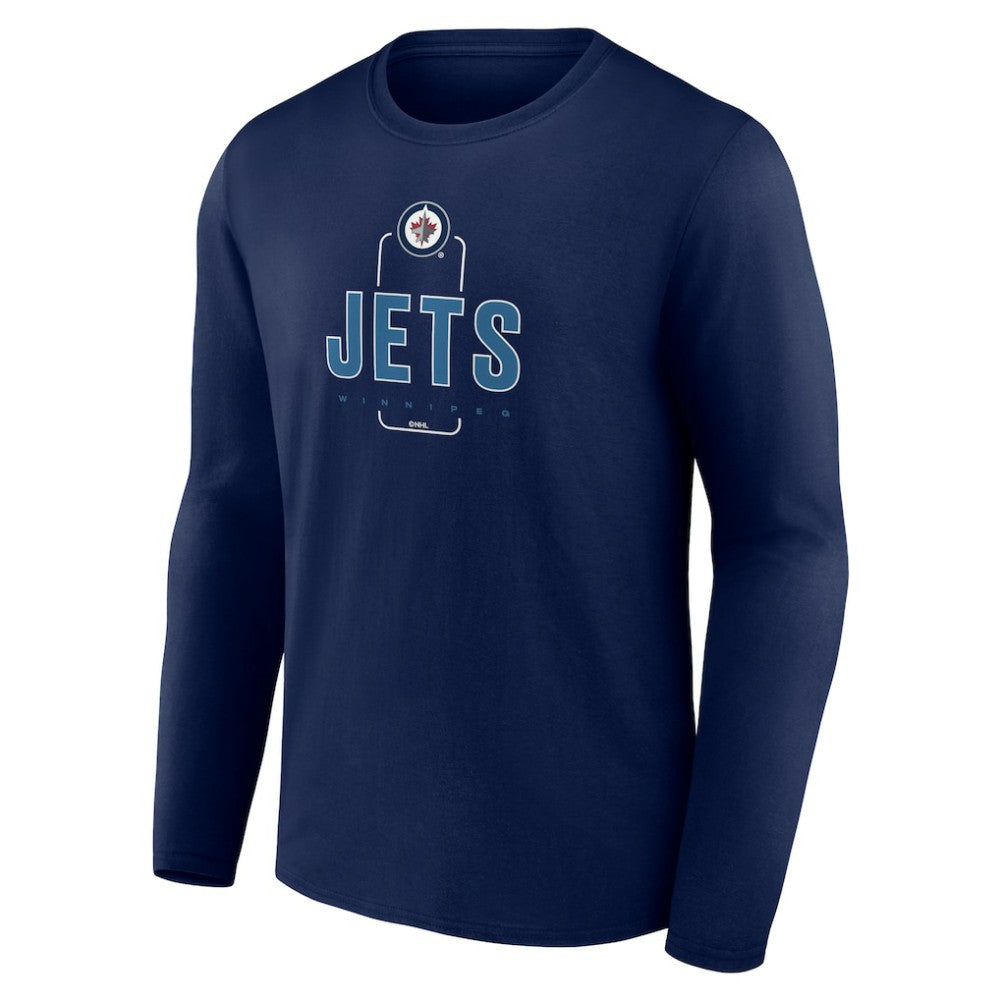 NHL,Custom Winnipeg Jets Personalized Name & Number Midfielder Long Sleeve T-Shirt - Navy
