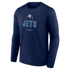 NHL,Custom Winnipeg Jets Personalized Name & Number Midfielder Long Sleeve T-Shirt - Navy