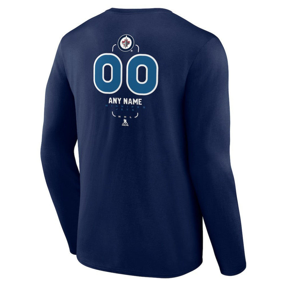 NHL,Custom Winnipeg Jets Personalized Name & Number Midfielder Long Sleeve T-Shirt - Navy