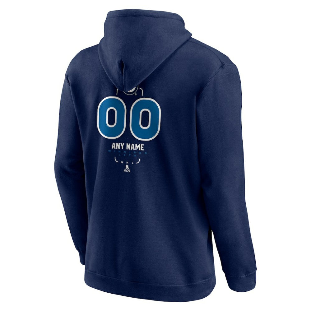 NHL,Custom Winnipeg Jets Personalized Name & Number Midfielder Pullover Hoodie - Navy