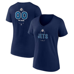 NHL,Custom Winnipeg Jets Women's Personalized Name & Number Midfielder V-Neck T-Shirt - Navy