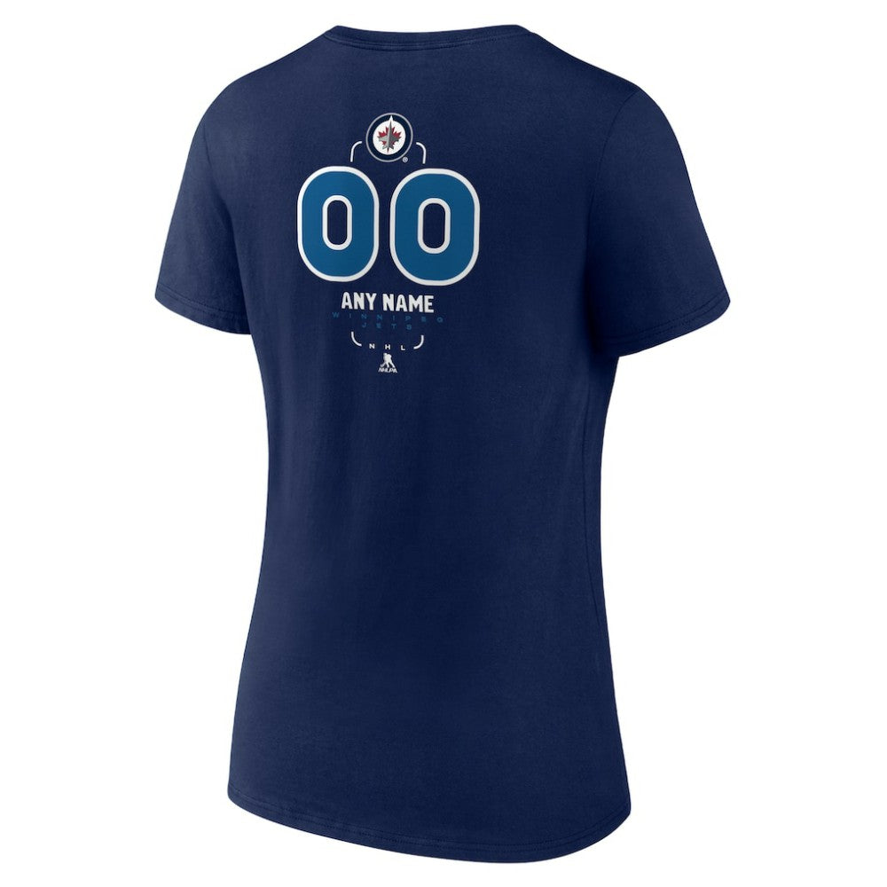 NHL,Custom Winnipeg Jets Women's Personalized Name & Number Midfielder V-Neck T-Shirt - Navy