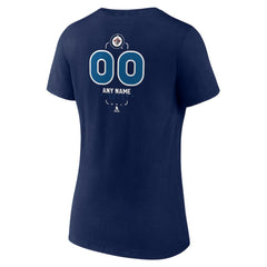 NHL,Custom Winnipeg Jets Women's Personalized Name & Number Midfielder V-Neck T-Shirt - Navy