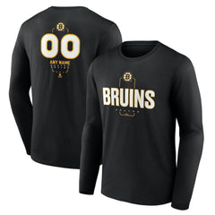 NHL,Custom Boston Bruins Personalized Name & Number Midfielder Long Sleeve T-Shirt - Black