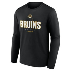 NHL,Custom Boston Bruins Personalized Name & Number Midfielder Long Sleeve T-Shirt - Black