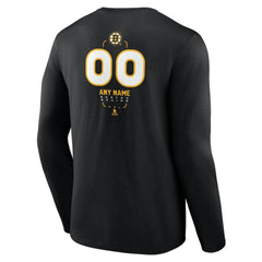 NHL,Custom Boston Bruins Personalized Name & Number Midfielder Long Sleeve T-Shirt - Black