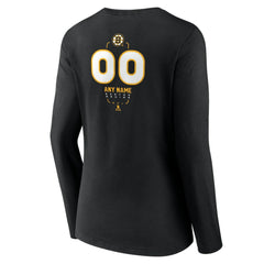 NHL,Custom Boston Bruins Women's Personalized Name & Number Midfielder Long Sleeve V-Neck T-Shirt - Black