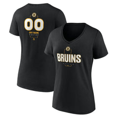 NHL,Custom Boston Bruins Women's Personalized Name & Number Midfielder V-Neck T-Shirt - Black
