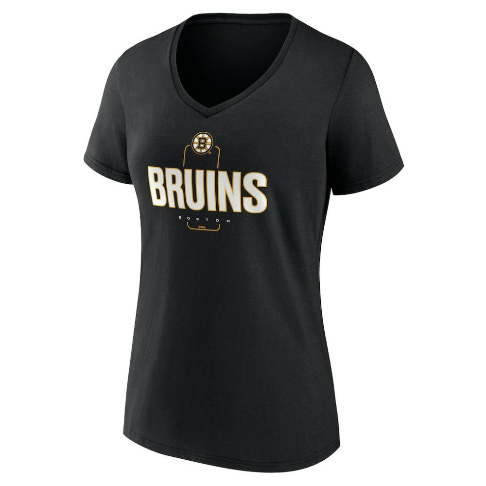 NHL,Custom Boston Bruins Women's Personalized Name & Number Midfielder V-Neck T-Shirt - Black