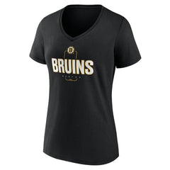 NHL,Custom Boston Bruins Women's Personalized Name & Number Midfielder V-Neck T-Shirt - Black