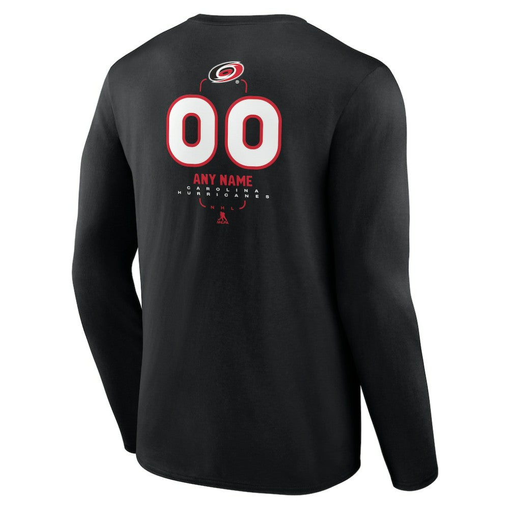 NHL,Custom Carolina Hurricanes Personalized Name & Number Midfielder Long Sleeve T-Shirt - Black